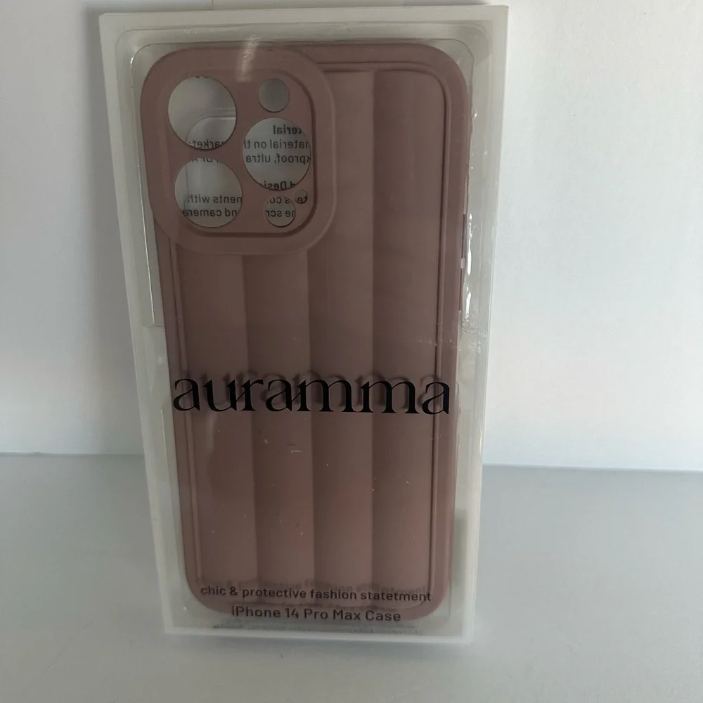 Auramma Roman stripes Iphone 14 Pro Max Case in Dusty Rose sleek features style